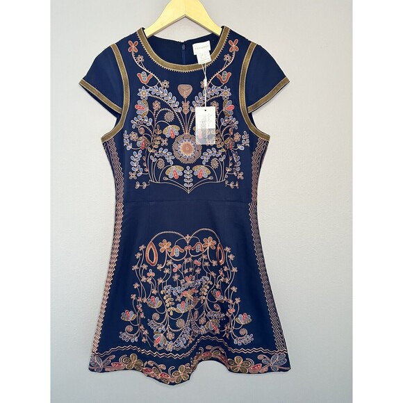 Foxiedox sz Large Navy Blue Short Sleeved Hadiya Mini Dress NEW women’s - Picture 2 of 10